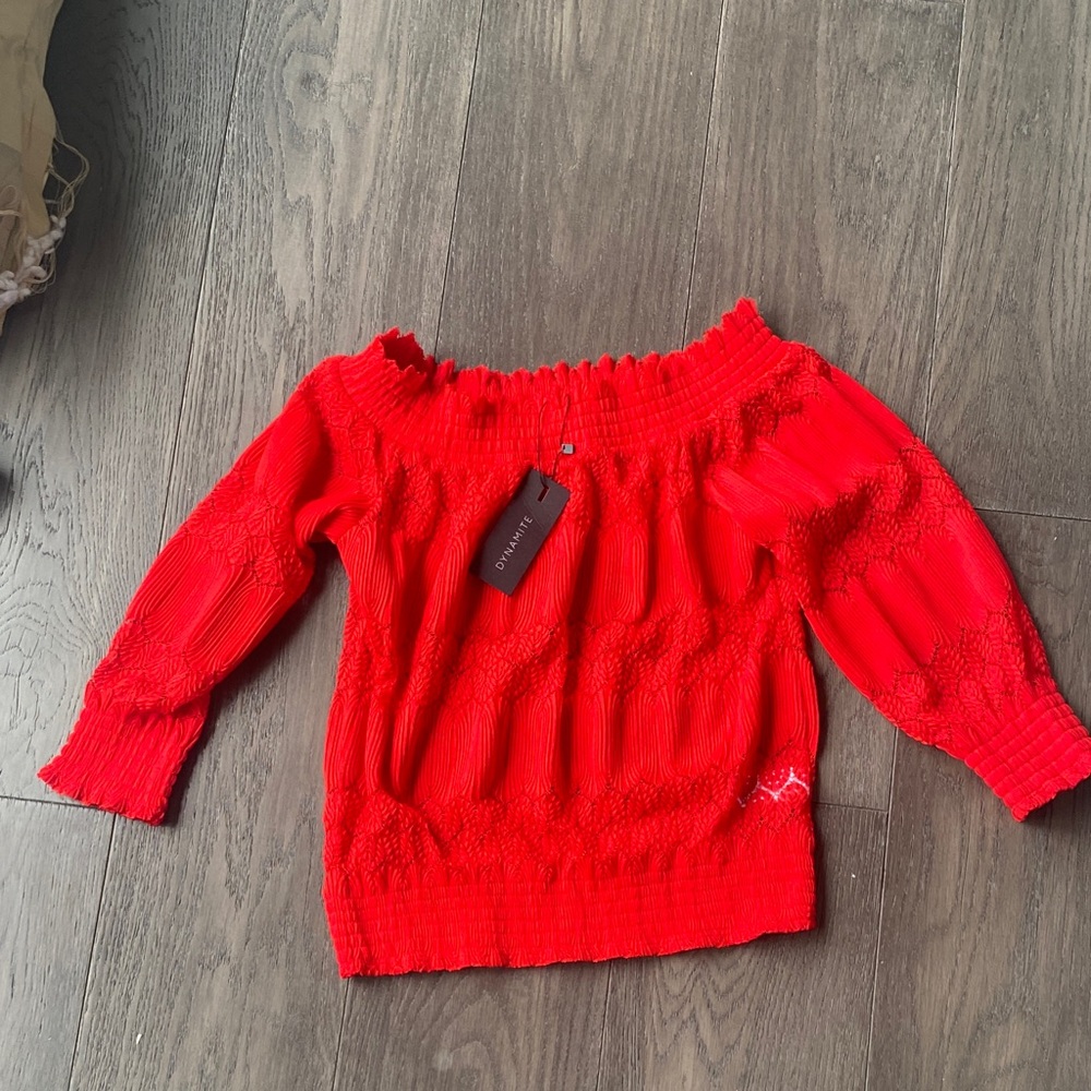 Dynamite Vibrant Red Off-Shoulder Blouse